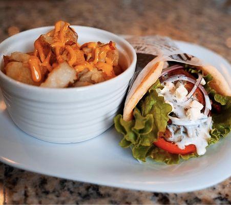 Gyro and a side of home fries