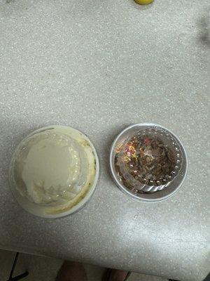 We door dashed 2 ice creams last night and this is how we received one of them.  The mix ins were in a separate bowls