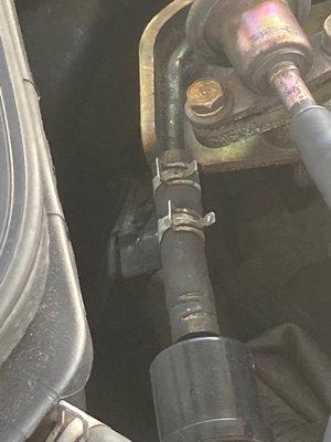 Clamp to my gas holes in the wrong place and not right