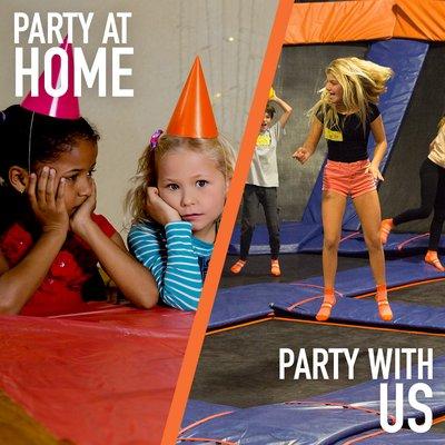 Party at home.... vs Party at Sky Zone!!