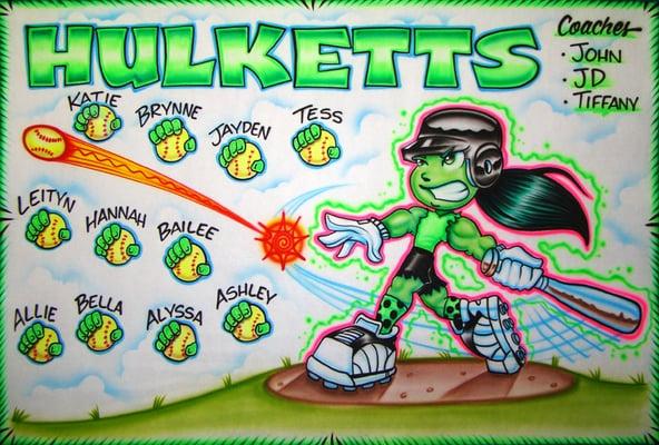 Hulketts Airbrush Softball Banner