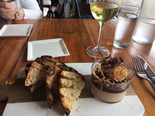 Chicken liver with toast.