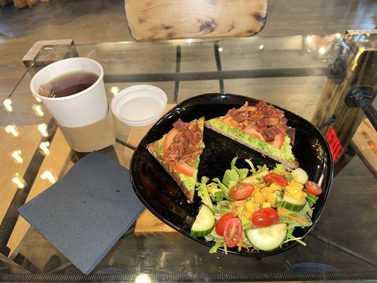 Avocado Toast with Bacon and Earl Grey Tea