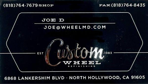 Joe's business card