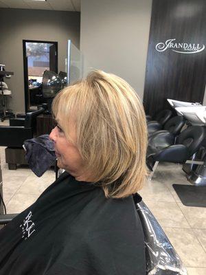 Blonde weave with root touch up by Jami