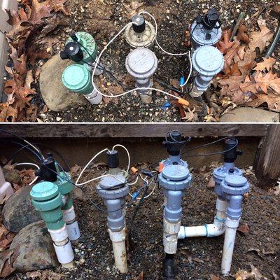 Customer wanted a separate add'l valve for vegetable garden. Bottom pic is with additional new valve installation