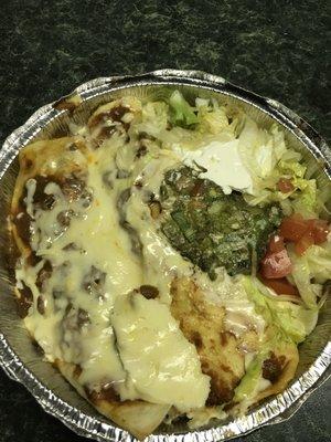 Burrito Supreme (chicken and beef) and salad