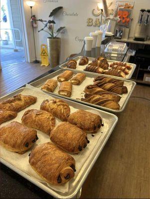 Fresh baked croissants and pastries.