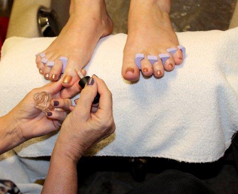 A pedicure is the perfect way to unwind from the craziness of the world.
 spa pedis - 1hr for $50
 ultimate pedis - 80mins for $65