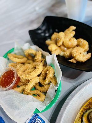 Calamari and coconut shrimp