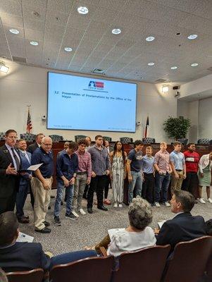 Allen HS Wrestling team being recognized by mayor for recent State Championship