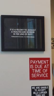 It says it's a felony to assault a health care provider in the line of duty. So apparently waiting for them to clock out first