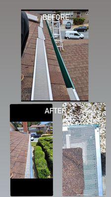 See the difference gutter guards make in protecting your home from debris and water damage, as shown in this before and after transformation