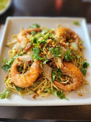 Garlic noodles with shrimp.  Highly recommended!