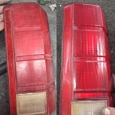 Polished tail lights before and after from Russell's Custom Polishing