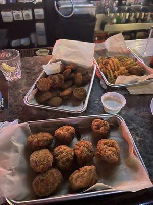 Boneless wings and fried pickles