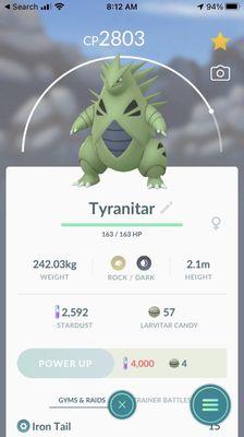 Tyranitar Pokémon go