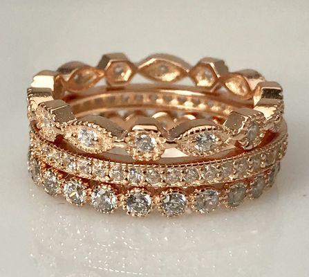 Affordable stackable rose gold over sterling rings