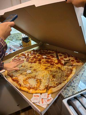 Giant pizza - 1/2 pepperoni 1/2 cheese