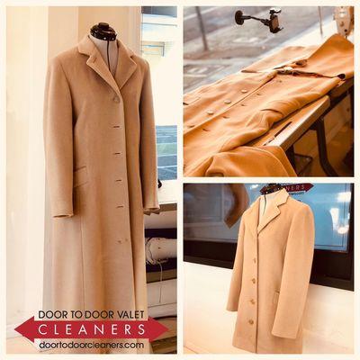 Reduce, reuse, recycle...restyle!  Our master tailor transformed this cashmere overcoat into a lovely 3/4 length look for a client.