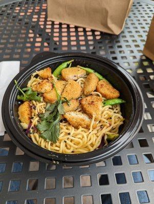 Impossible chicken orange lo mein