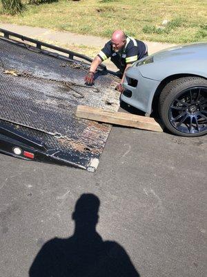 John the driver from concord tow removing cables after damaging my car.