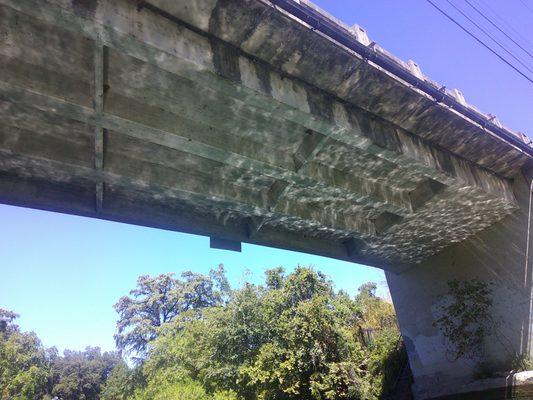 Water shimmering under the bridge