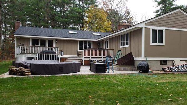 Complete exterior replacement using Hardie cement fiber board and batten