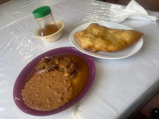 Fry jack, stew beef,and stew beans yummy!!!