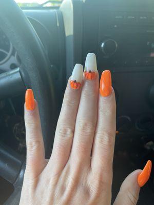 Fall nails! Last photo is what I asked for and this is what I got! They are awesome