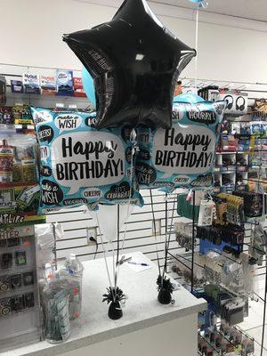 Black and blue foil balloon w/ Black 14inch star