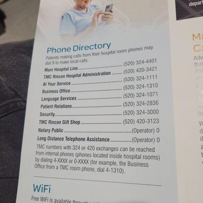 Phone numbers for new facility