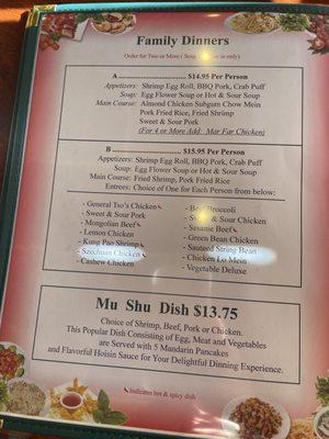 Updated menu photos with new prices