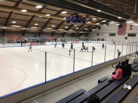 Ample seating on both sides of the main arena.