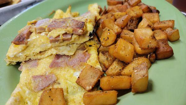 Ham & Cheese Omelet with Home Fries