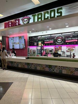 Front of restaurant inside the Promenade Mall food court