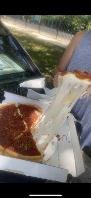 Chicago style deep dish cheese pizza