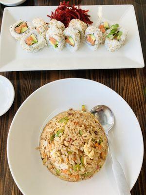 Vegetable Rice and Spicy Salmon Roll