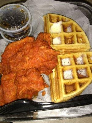 Buffalo wings and waffles.