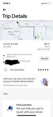 Uber cost #1 $22.71