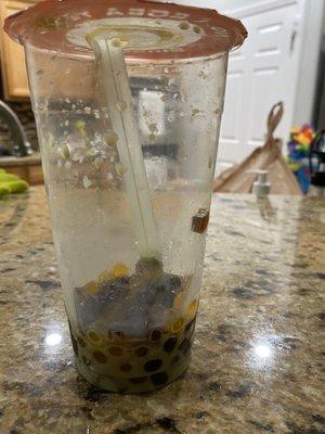 Showing off all my extra Boba with mango popping and coffee jelly