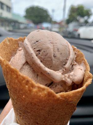 Chocolate strawberry in waffle cone