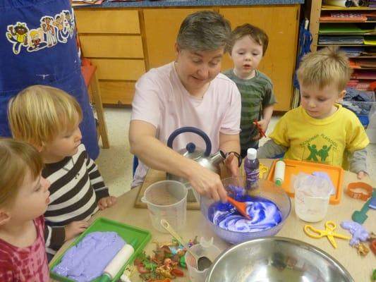 Making play dough together