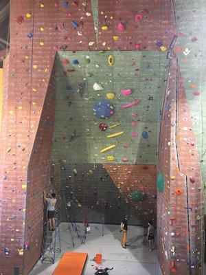 Looking down at the main wall, tallest indoor wall in OH....IO...