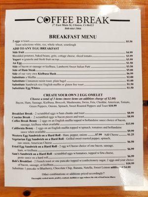 Breakfast Menu, p1/2