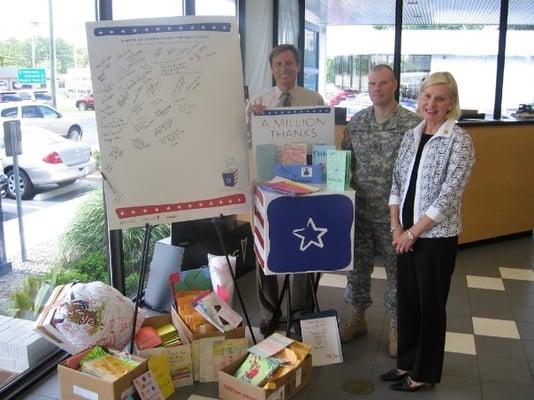 Always thank our Troops. We are a collection point for A-Million-Thanks to send cards to Troops!