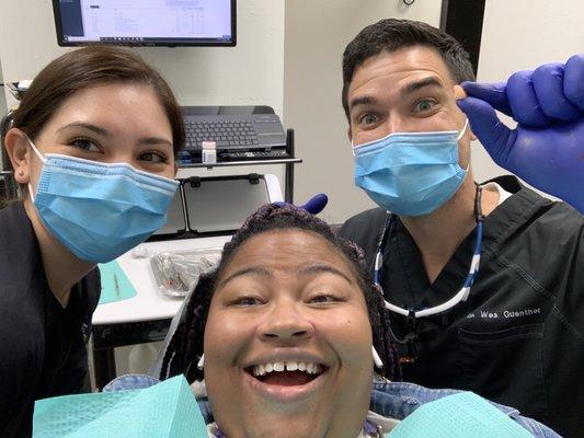 Mayan, Me, and Dr G with my tooth out!