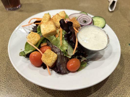 Side salad with ranch dressing