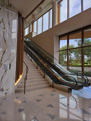 Escalator to Amare Mediterranean Restaurant