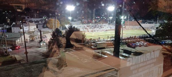 Friday night football.   View from dining room.